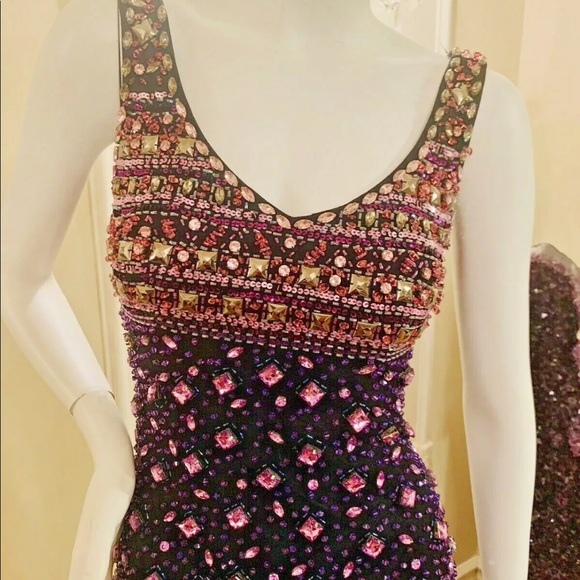 Jovani PINK Crystal Beads Cruise Dress SIZE 0 - Picture 7 of 11